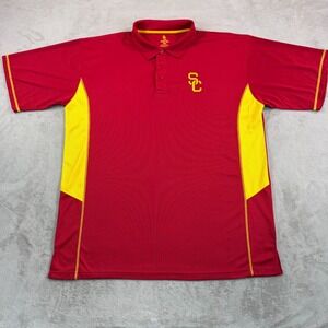 USC Authentic Apparel SC Trojans Polo Shirt Men 2XLT T Garnet Gold Performance